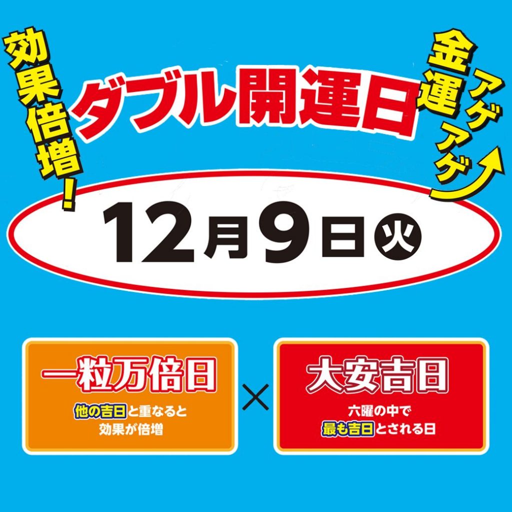 年末ジャンボ宝くじ本日ダブル開運日!